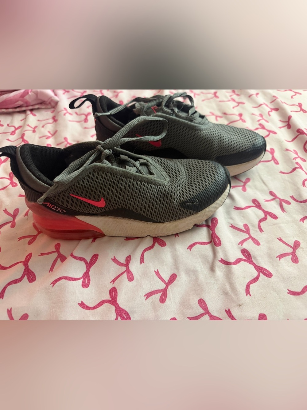 Nike Women's Gray Mesh Athletic Sneakers with Pink Swoosh